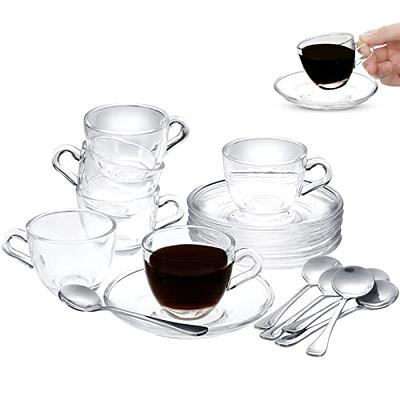 Hcvinrk Clear Espresso Cups with Handle Set of 4 (6 oz, 175 ml), Glass  Coffee Cups, Lead-Free Drinki…See more Hcvinrk Clear Espresso Cups with  Handle