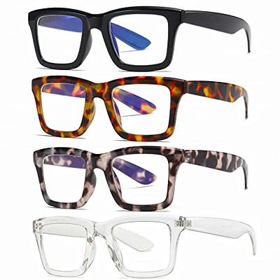 4 Pack Thicker Frame Blue Light Blocking Reading Glasses Women Men