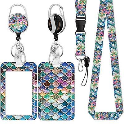  Plifal ID Badge Holder with Lanyard and Retractable Badge Reel  Belt Clip,Vintage Art Keychain Lanyards Clip on Badge Extender Vertical ID  Sleeve for Women : Office Products