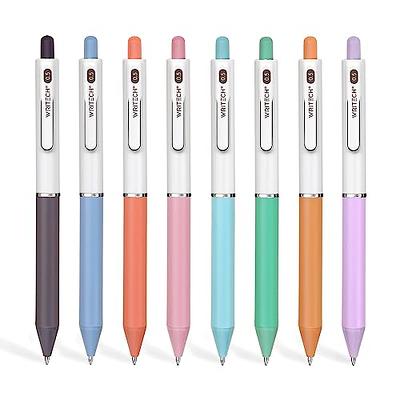 WRITECH Gel Pens Fine Point: Retractable Assorted Color Ink Pen Smooth Writing 8ct Multi Colored 0.7mm Medium Point for Journaling Coloring No Bleed