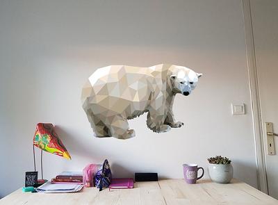 Wall Decor Polar Bear Decal Polygon Art Polar-Bear Stickers White