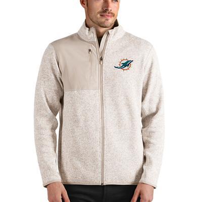 Men's Antigua Steel Miami Dolphins Metallic Logo Links Full-Zip Golf Jacket