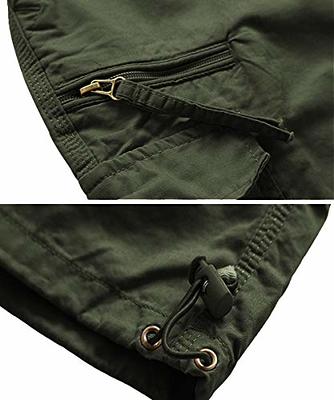 FEDTOSING Cargo Shorts for Men Loose Fit Elastic Waist Twill 3/4