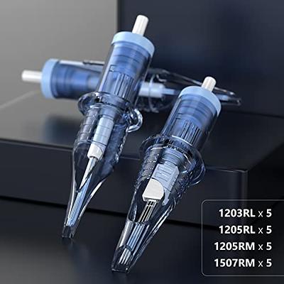 Wormhole Tattoo Cartridge Needles, 20Pcs Mixed Sizes 3RL 5RL 5RM