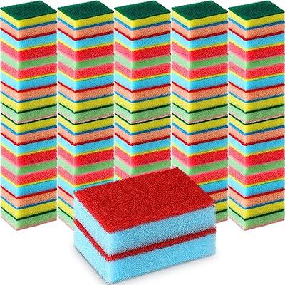 Hsei 200 Pcs Dual Sided Scrub Sponge Multicolor Heavy Duty Dish