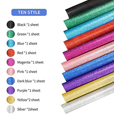 SGHUO 12 Pcs Glitter HTV Heat Transfer Vinyl, Iron on Vinyl 12in x 10in, 10  Assorted Colors Weed Heat Press Vinyl and 1 Teflon Sheet for T-Shirts Work  - Yahoo Shopping