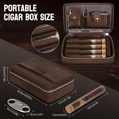 Leather Cigar Tube Jar Portable Cedar Wood Humidor Box Cigar Case