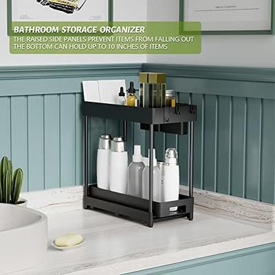 CADUKE Under Sink Rack Organizer with Sliding Drawers Basket Storage, 2  Tier Bathroom Under Cabinet Basket Organizers, 2 Pack Bath Under Sink  Storage