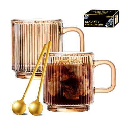 ANOTION Glass Cups with Lids and Straws 22oz - Coffee Drinking Black