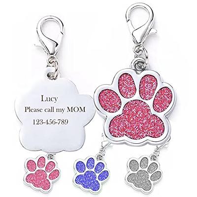 2pcs Glitter Dog Paw Dog Tag Keychain Cute Metal Key Chain Ring Dog ID Tags Puppy Name Tag Pet Pendent Accessory Gift for Dog Mom Dad,Temu