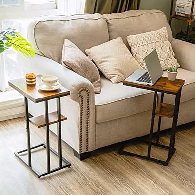  HOUIT C Shaped End Table with Charging Station Set of