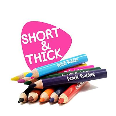 Short Thick Triangle Pencils For Kids - Stronger 5MM Core, Fat Pencil Grip,  For Beginners, 2-6 Year Olds, Toddlers, Kindergarten - 8 Learning Pencils