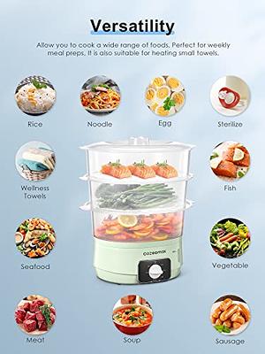 13.7QT Electric Food Steamer for Cooking, 3 Tiers Vegetable Steamer, 800W  Fast Simultaneous Cooking, 60-Minute Timer, Veggies Steamer, Ideal for Fish