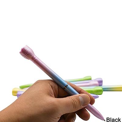 NEWEST 6 Pieces Flower Gel Pens, 0.5mm Black Ink Pens Quick Dry Gel Pens  for Women Fine Point Smooth Writing Pens Fancy Floral Retractable Pens for