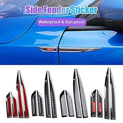 GreceYou 1Pair Car Side Fender Sticker Chrome + Carbon Fiber 3D