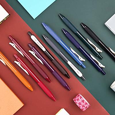 RIANCY Colored Pens for Note Taking 0.5mm Fine Tip Pens 12 PACK Long  Lasting Fine Point Liquid Ink Rollerball Retro Colorful Pens for Writing