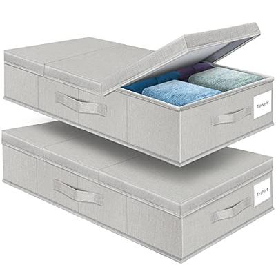Vailando Under Bed Storage, 2 Pack Under Bed Storage Containers with Dividers, Firm Sides, Strong Zipper, 3 Handles, 6 Inches