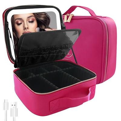 Momira Travel Makeup Case with Large Lighted Mirror Partitionable Cosmetic Bag Professional Cosmetic Artist Organizer, Waterproof Portable, Accessori