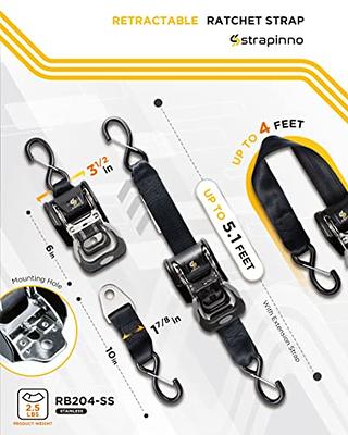 STRAPINNO 2PCS Stainless Steel Retractable Ratchet Straps (1 7/8