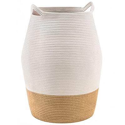 YOUDENOVA Jute Rope Laundry Hamper Basket, 58L Tall Woven Collapsible  Baskets for Blanket Organizing Clothes Hamper for Laundry Bedroom Storage