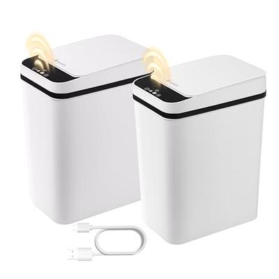 TemphytBong Bathroom Automatic Trash Can with Lid - 2 Pack 2.5 Gal & 4 Gal  Touchless Motion Sensor Small Garbage Can - Smart Electric Narrow