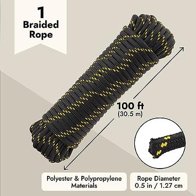 1/2 Inch x 100 Ft Diamond Braided Rope for Knot Tying Practice