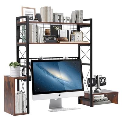 MiaJJooLi Wood Desktop Bookshelf 2-Tier for Computer Desk,Computer