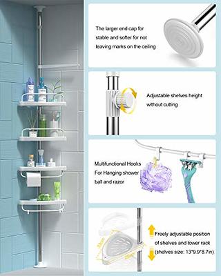 Thideewiz 3 Pack Adhesive Hanging Shower Caddy, 2.7-3.1inch Height