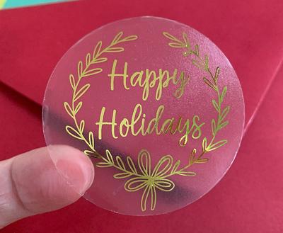  Happy Holidays Stickers - (Pack of 120) 2 Large Round Gold  Foil Stamping Labels for Christmas Cards Gift Envelope Seals Boxes : Office  Products