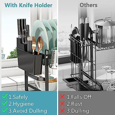 Santentre 2-Tier Dish Drying Rack with Removable Utensil Holder, Over Sink Dish Drying Rack for Space Saver, Dish Drainers for Kitchen Counter, Rust