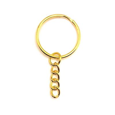 KINGFOREST 100pcs Split Key Ring with Chain 1 inch and Jump Rings,Split Key Ring with Chain Silver Color Metal Split Key Chain Ring Parts with Open