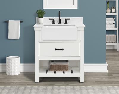 Allen + Roth Presnell 61-in Dove White Double Sink Bathroom Vanity with Carrara White Natural Marble Top | 261065