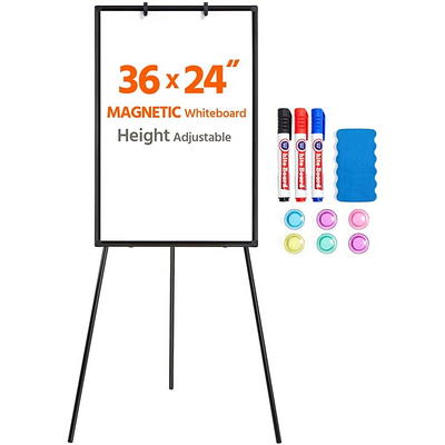 DexBoard Dry Erase Easel 24 x 36|Height Adjustable Magnetic White Board  Easel with Tripod Stand|Office Presentation Board w/Flipchart Pad, Magnets  