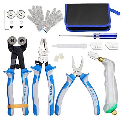 5 PCS Glass Running Breaking Pliers Kit with Oil Feed Glass Cutter