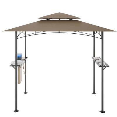 Sunjoy Outdoor Patio Grill Gazebo 10 ft. x 11 ft. Wooden Frame Hot Tub  Pergola Kit with Privacy Screen and Large Bar Shelves, Brown - Yahoo  Shopping