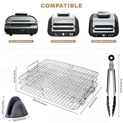  Air Fryer Silicone Liners for Ninjas Dual, 2 Pack Foldable  Silicone Air Fryer Liners Basket Double with Oven Mitts and Brush,  Rectangle Air Fryer Pot Rack Accessories For Air Fryer, Oven