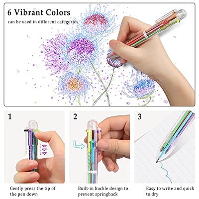 6 Pcs Multicolor Ballpoint Pens 0.5 mm 4-in-1 Colored Pens Color Changing  Pen Retractable Nursing Pens Fine Point Ballpoint Pens for Office School