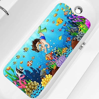 Nonslip Bathtub Mat Extra Soft TPE Bath Mat for Kids, Machine Washable  Bathroom Shower Mat, Smooth/Non-Textured Tubs Only, 30L x 17W Inch (Blue)