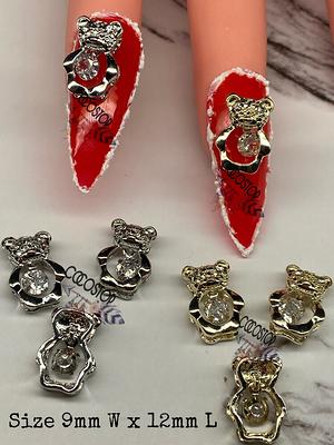 Bear Zircon Dangling Heart 3D Nail Charms For Nail Art Accessories - Yahoo  Shopping