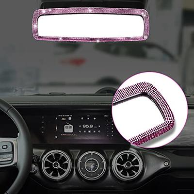 Rhinestone Car Interior Rearview Mirror Decor Charm Crystal Bling Diamond  Ornament Rear View Mirror Cover Women Auto Accessories