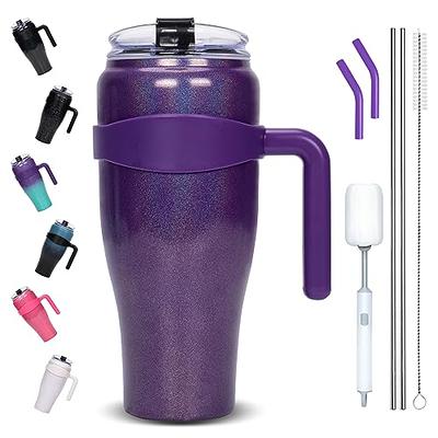 LAOION 40 oz Tumbler with Handle and Straw,Stainless Steel Mug with Leak  Proof Screw Seal Lid,Dual Insulated Large Cup with handle,Keeps Drinks Cold  for 24 Hrs,Sweat Proof,BPA Free-Glitter Purple - Yahoo Shopping