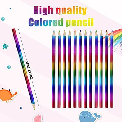 Showvigor Wooden Colored Pencils for Kids, 10 Pcs Rainbow Pencils?4 in 1  Color Pencil Set with Assorted Colors for Drawing, Coloring, Sketching  Pencils for Drawing Stationery as Gift 