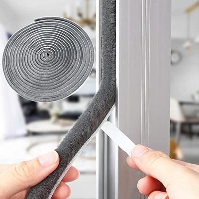 fowong Weather Stripping Door Seal, Self Adhesive Brush Weatherstripping  for Windows and Doors Frame, Windproof, Dustproof, Soundproof, 11/32 inch x