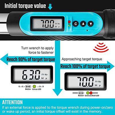 Leolee 1/2-Inch Drive Digital Torque Wrench with Angle, 7.38-147.5  Ft-Lb/10-200 Nm Electronic Torque Wrench with Preset Value, Data Storage,  Buzzer, LED Flash Notification for Motorcycle, Car 