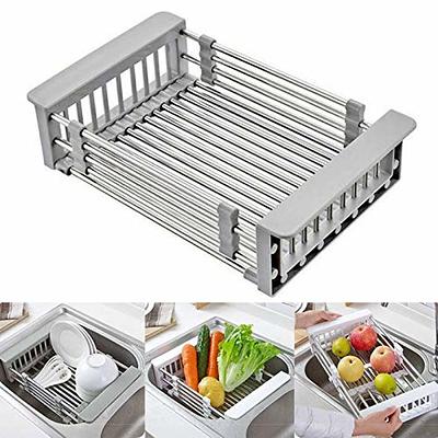 Expandable Dish Drying Rack Over The Sink Dish Basket Drainer with