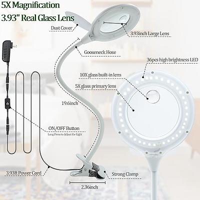 Dexspoeny 2 in 1 Lighted Magnifying Glass,Dexspoeny 5X 10X Magnifier with  Light and Clamp,Adjustable Magnifying Glass for Reading Close Work Hobbies  Crafts Repair-White - Yahoo Shopping