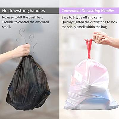 4 Gallon 60 Counts Strong DrawstringTrash Bags Garbage Bags by Teivio,  Bathroom Trash Can Bin Liners, Small Plastic Bags for home office kitchen