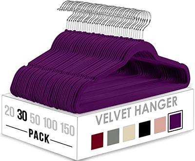MIZGI Premium Velvet Hangers (50 Pack) Heavy Duty - Non Slip Felt Hangers - Velvet Suit Hangers Gray - Black Coated Hooks,Space