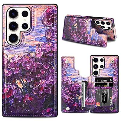 GOOSPERY French Wallet Case Compatible with Galaxy S23 Ultra Case, 2 Card Holder Card Storage Dual Layer Protective Bumper Cover, Purple