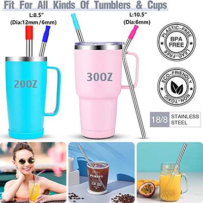 20 Reusable Silicone Drinking Straws + Cleaning Brush, 30oz - 20oz Tumblers  Compatible, Dishwasher Safe, Extra Long Straw - Reusable Silicone Straws 